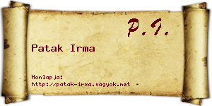 Patak Irma névjegykártya